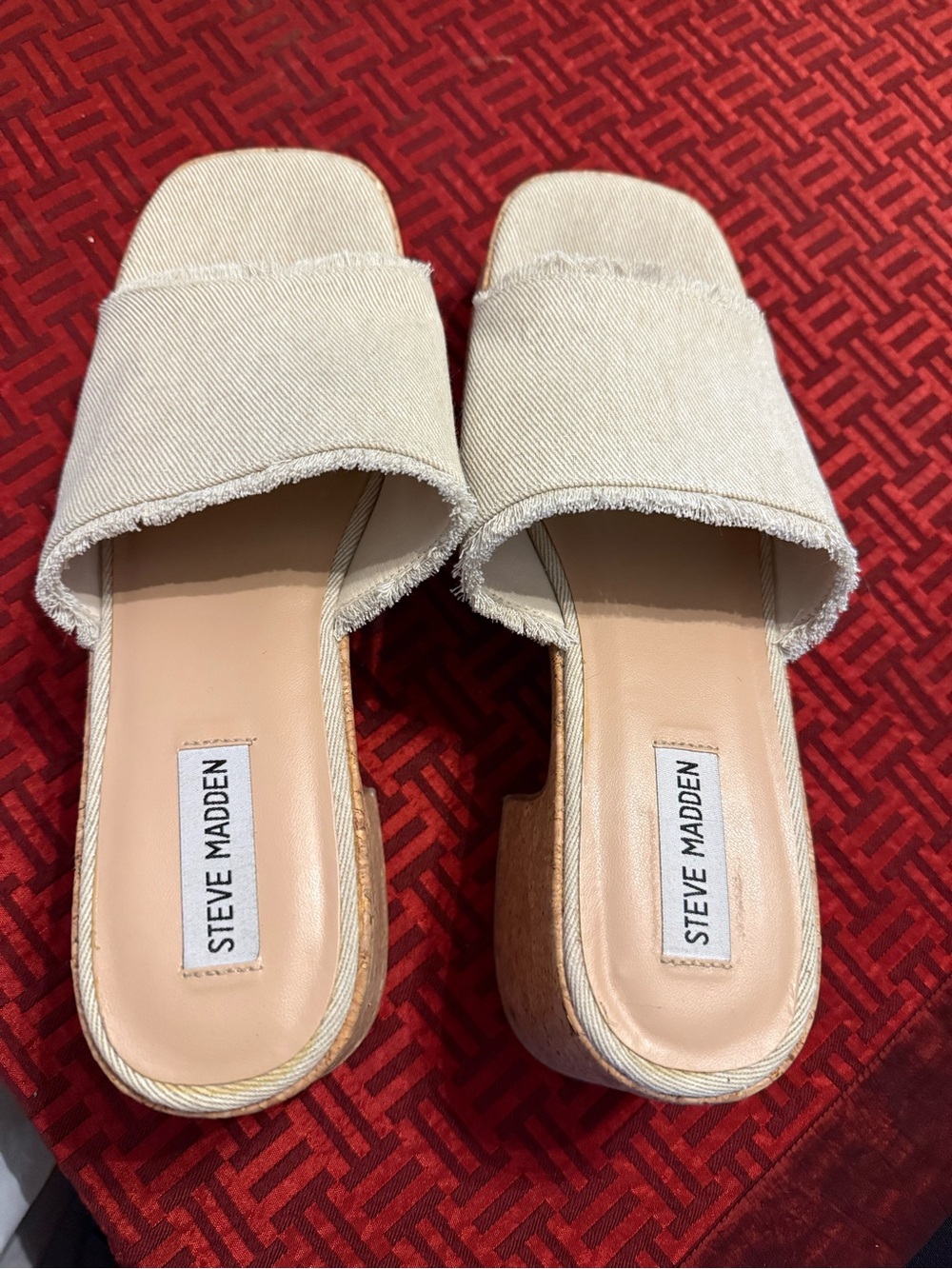 Steve Madden Neutral Frayed Slide Mules